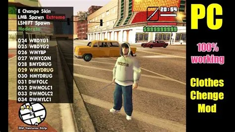 How can i change my dress in gta san andreas cheat?