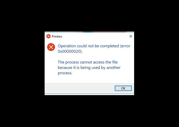 What is 0x00000020 error?