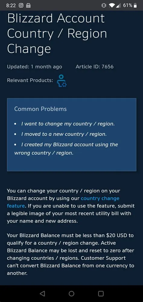 Can i change my country in blizzard?