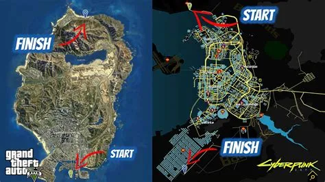 How big is cyberpunk map vs gta 5?