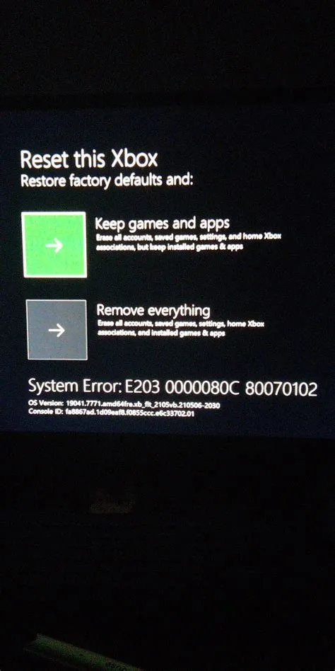 What is system error e203 0000080c 80070102?