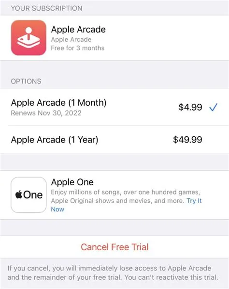 Can you cancel apple arcade after free trial?