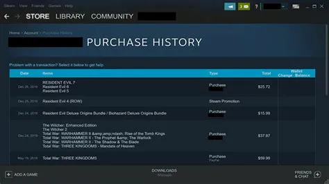 Will steam ask for purchase history?