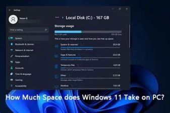 How much space does windows 10 take?