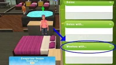 Why is my bed blocked from woohoo in sims mobile?