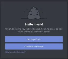 What happens when you get banned from a server?