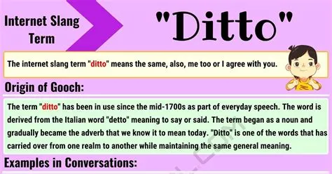 What does ditto mean in slang?