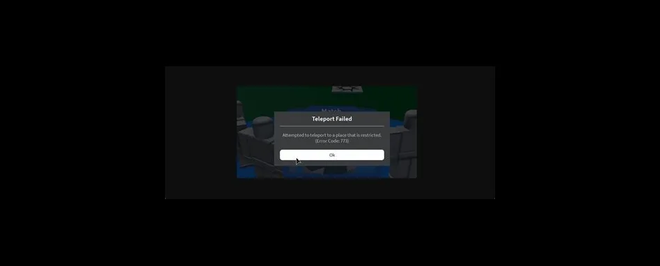 What is error code 773 in roblox?