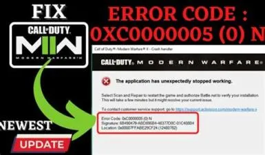 What is error code 0xc000005 mw2?