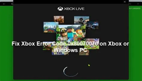 What is error code 0x80070070 on xbox?