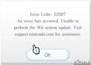 What is wii update code 32007?