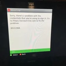 What is error 8015190a on xbox live 360?