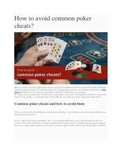 How do you avoid poker cheats?