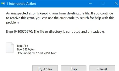 What is error 80070570 file corrupted?