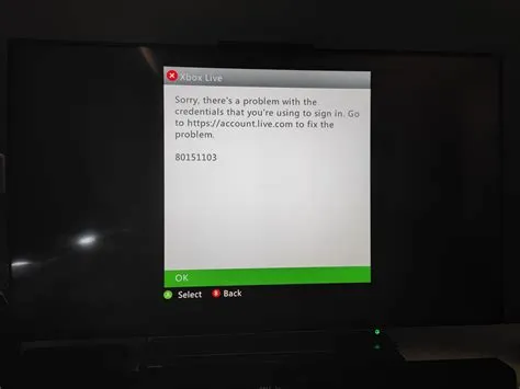 What is error 80151103 on xbox 360?