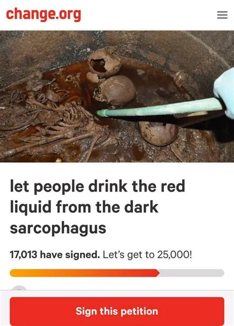 What is the red liquid in the sarcophagus?