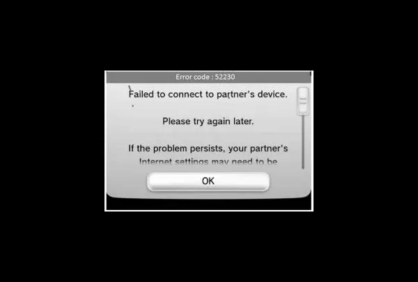 What is wifi error code 52230 on wii?