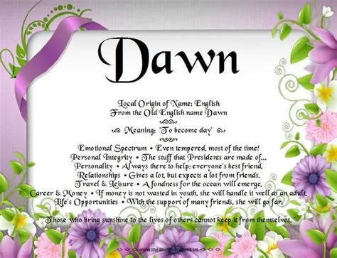 Is dawn a girls name?