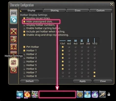 What is a shared hotbar ff14?