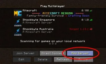 Can you add servers on minecraft?