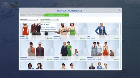 How do you edit households in sims 4?